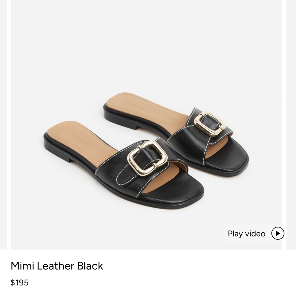 Mimi Leather Black Slide Sandals